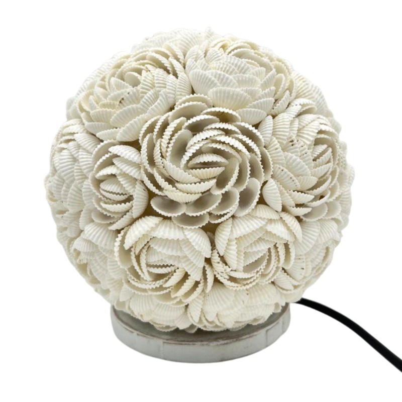 Boho Lampa z Morských Mušlí - Glóbus Ružou - 20cm